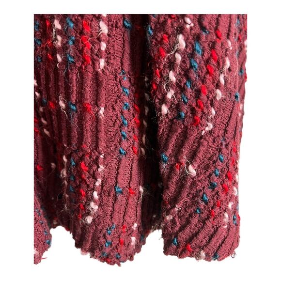 Maeve Anthropologie Burgundy Tweed Skirt A-Line Nubby XS Retro Textured Wine - Picture 6 of 11